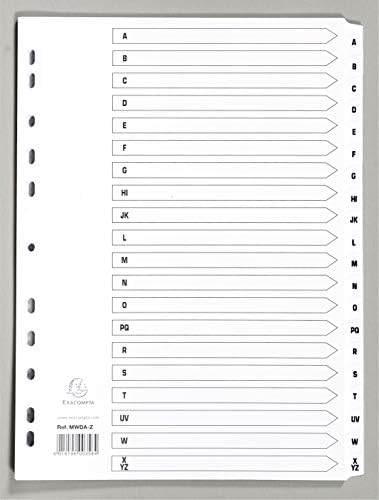Exacompta - Ref MWD1-5Z - Mylar Printed Indices - For Use WithA4 Documents, Pre-Punched, 160gsm White Card with Reinforced Plastic Tabs, FSC-Certified - 5-Part Dividers (1-5)