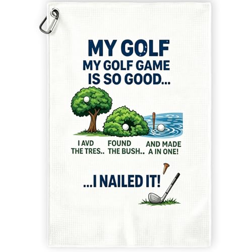 Funny Golf Towel Humorous Gifts For Golfers Microfiber Waffle Bag Clip