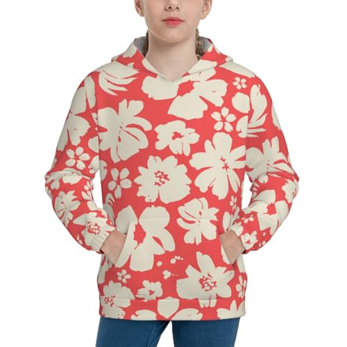 Beige Flowers Kid Hoodies Boys Sweatshirts Girls Pullover with Pocket