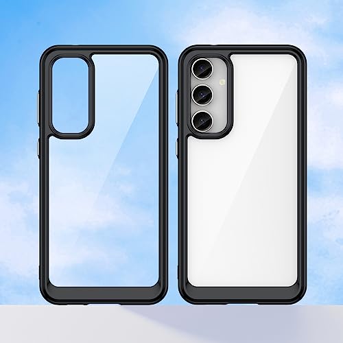 Image of HOOMIL Case for Samsung Galaxy S23 FE 5G 6.4-Inch, Non-Yellowing, Drop Protection, Anti-Scratch, Transparent Hard Back Phone Cover - Black