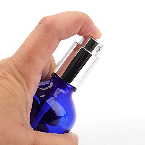 Foraineam 9 Pack 100ml / 3.4 oz. Blue Glass Spray Bottles with Atomizer Refillable Fine Mist Spray Bottle Containers for Perfume, Essential Oils, Cleaning Products4