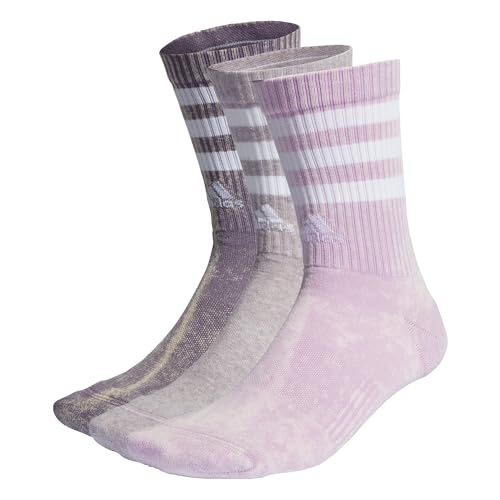 adidas Unisex 3-Stripes Stonewash Crew Socks 3 Pairs, Shadow Violet/Bliss...