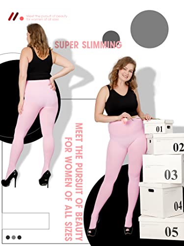 Image of DancMolly Plus Size Tights for Women, Control Top Semi Opaque Nylon Pantyhose High Waist