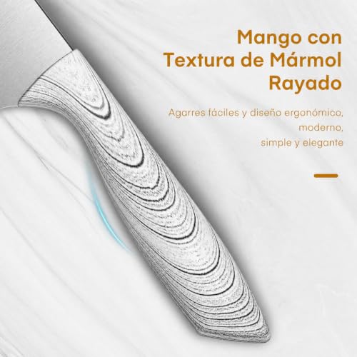 Miniatura 6 de D.Perlla Cuchillos Cocina, 6 Piezas, Hoja Afilada De Acero Inoxidable, Juego De Cuchillos De Cocina Para El Hogar, Bloque De Cuchillos Redondo