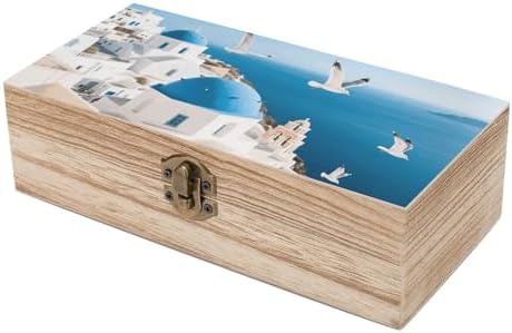 KEIGPERI Santorini Greek Island Wooden Decorative Storage Box Jewelry Box - 5