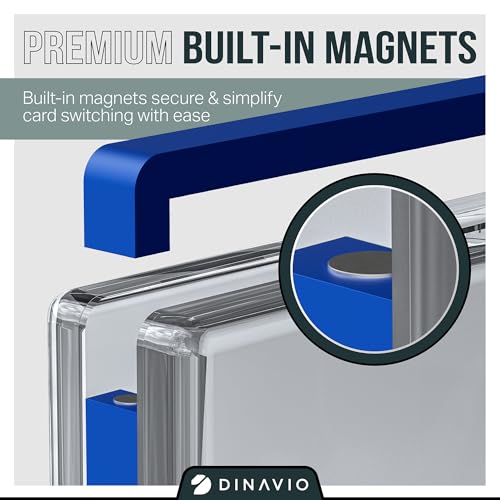Image of PSA Graded Card Display Acrylic Case for Standard PSA and CGC Slabs - Slab Case - PSA Card Case - Graded Card Display Case - Updated Dimensions - Stand Included (Blue Border)