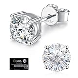 Moissanite Stud Earrings for Women, 925 Sterling Silver Earrings, 18K White Gold Plating earrings for Men (0.5ct*2)