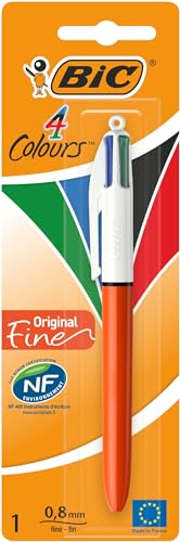 BIC 4 Couleurs Original Stylo-Bille Rétractable Pointe Fine (0,8 mm) - Blister de 1