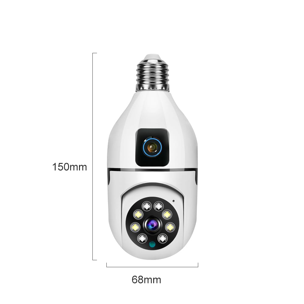VCY Caméra Ampoule 3MP Double Objectif Tuya - 360° Pan/Tilt, Suivi Humain/Animal, Vision Nuit Couleur, Alerte Instantanée, RGPD Cloud FR, Appli Tuya (2.4GHz)