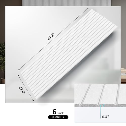 Image of 6 Pack Acoustic Wall Panels, 47.2 inch X 23.6 inch Sound Absorbing Panels, Decorative Sound Proof Panels for Office, Studio, Home Theatre - White