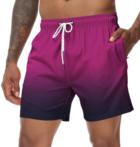 Image of Tyhengta Men's Swim Trunks Quick Dry Beach Shorts with Zipper Pockets and Mesh Lining