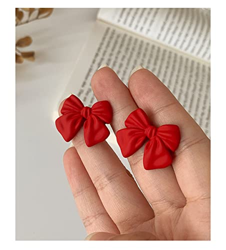Artist Bow Tie Ribbon Stud Earrings for Women Red Black Daily Bow Earring Jewelry3
