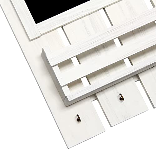 Elegant Designs HG1023-WWH Wooden Wall Mounted Chalkboard Sign With Key Holder Hooks And Mail Storage thumb #5