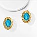DEYOUM 14k Gold-Plated Turquoise Earrings for Women Boho Trendy Western Vintage Chunky Turquoise Gemstone Birthstone Round Shape Stud Earrings Party Bridal Wedding Fashion Jewelry Gifts (turquoise)