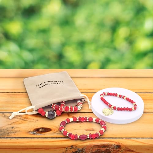 Bohemian Beaded Stretch Bracelet Set, Boho Crystal Jewelry Mothers Birthday Gifts for Women Mom Grandma Girls3