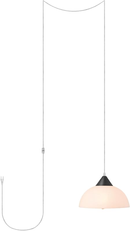 Globe Electric 60435 1-Light Plug-in Pendant Light Fixture, Dark Bronze Finish, Frosted Shade, Adjustable Clear Cord Height, Modern Hanging Lights for Kitchen Island, Hallway, or Dining Room