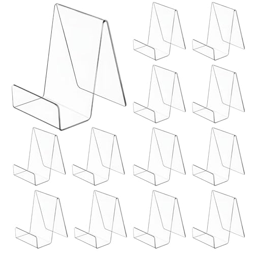 SHENLIU 12 Pack 6'' x 4'' Acrylic Book Display Stand Clear Book Stand Easel Tablet Holder, Display...