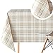 Luksusowy obrus z wzorem w szkocką kratę – prostokąt 250 x 140 cm | 98 x 55 cali na prostokątne stoły do 8 siedzeń – luksusowy wytrzymały winylowy PCW obrus kuchenny obrus ceratowy w kolorze jasnokremowym beżowym, duży