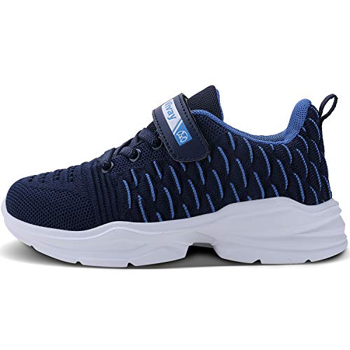 Vivay Little Kid/Big Kid Boys Girls Shoe Tennis Running Shoes Lightweight Strap Kid's Sneakers Dark 1-Dark Blue #TOP1