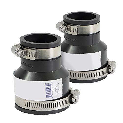 Supply Giant 6I52x2 Flexible PVC Reducing Coupling with Stainless Steel Clamps 2 x 1-1/4 inch Black (Pack of 2), 2 x 1-1/4 by Supply Giant - Used condition - CA$14.36
