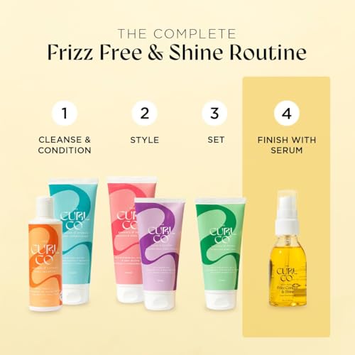 Image of The Curl Co Frizz Control & Shine Hair Serum - 50ml (Pack of 2)| With Sunflower Oil, Argan Oil & Vitamin E | Controls Frizz, Adds Glossy Shine | For Wavy, Curly & Coily Hair