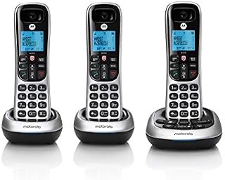 Motorola CD4013 DECT 6.0 Cordless Phone with Answering Machine and Call Block, Silver/Black