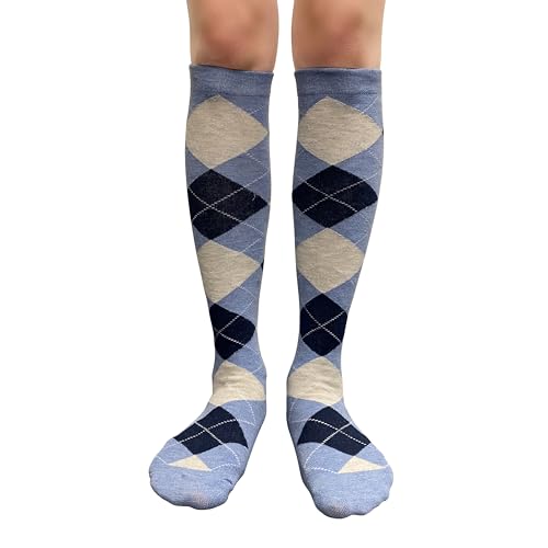 Image of Couver Women's Argyle Knee High Socks - Soft Acrylic Over the Calf Tube Style Socks for Casual Athletic - One Size
