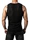 JOGAL Herren Mesh Fitted Sleeveless Muscle Tank Top Schwarz X-Large