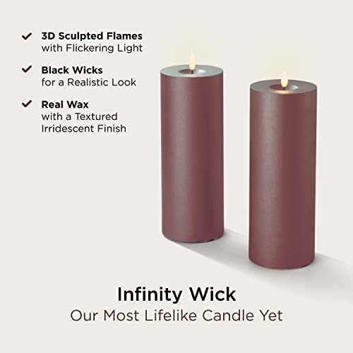 Lamplust Bronze Candles, Battery Operated With Timer - 3X8 Inch Pillar Candles Set Of 2, Realistic 3D Flame With Wick, Metallic Brown Wax, Flameless Candles Home Decor - Remote & Batteries Included #TOP3