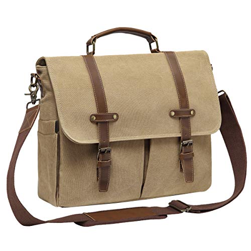 Bolso Mensajero para Hombre Kasqo, 15.6 Pulgadas, Lona Vintage miniatura 1