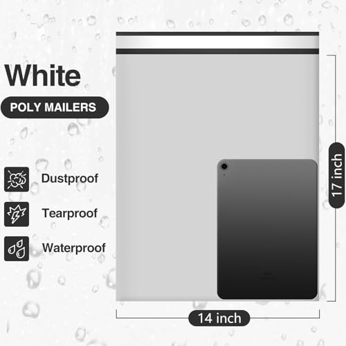 Image of UCGOU 14x17 White Poly Mailers Shipping Bags 100 Pcs Large Poly Mailers Mailing Bags for Shipping Clothes Self Sealing Package
