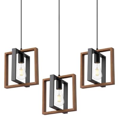 9MMML Wood Pendant Light Kitchen Island Set of 3, Farmhouse Hanging Lamp with 62'' Height Adjustable Cord, Small Ceiling Pendant Light Fixture for Dining Room, Entryway, Foyer