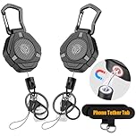 Oaridey Magnetic Retractable Keychain, Heavy Duty Lanyard with Phone Tether Tabs, Tactical ID Card Holder Retractable Badge Reel with 31.8'' Coated Steel Cord Bearing 10.0 oz - 2 Pack
