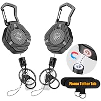 Oaridey 2er-Pack magnetischer einziehbarer Schlüsselanhänger, taktische ID-Ausweishalter Ausziehbar, strapazierfähiger einziehbarer Karabiner-Ausweishalter mit 31.5-Zoll-Beschichtetes Stahlseil