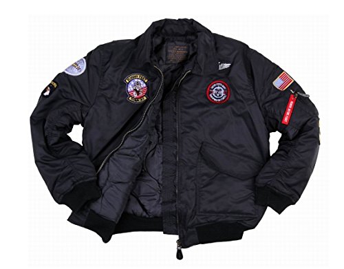 Fostex garments Blouson Aviateur Bombers B-52 Top Gun Noir Enfant avec Porte Clé (12 Ans)