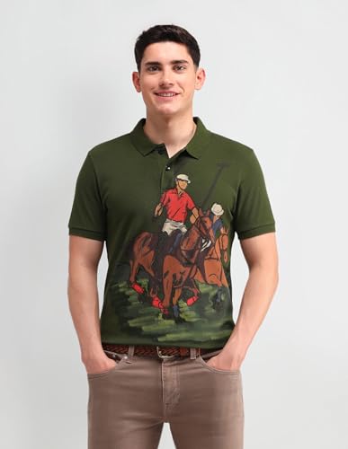 Image of U.S. Polo ASSN. Printed Polo T Shirts for Men - 100% Cotton, Half Sleeve Mens Tshirt