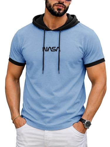 Image of Noble Monk Men's Regular Fit Hoodie T-Shirt for Man |Half Sleeves Tshirt for Men | Casual Wear Stylish T-Shirt for Man | Gym Tshirt for Men