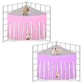 AKlamater 2 Packs Guinea Pig Hideout Corner Hideaway Hammock Corner, Fabric Forest Curtain Hideouts for Small Animals, Hammock Hanging Bed Corner for Hamster Guinea Pig Squirrel Rabbit(Pink+Purple)