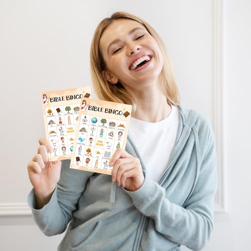 Bible Bingo Cards Game, Bingo Game for Adults Family, Bible Bingo Game for Adults, Game Party Supplies Favor Decoration Bingo Decorations, 24 Players Bingo Games -06 - Thumbnail 4