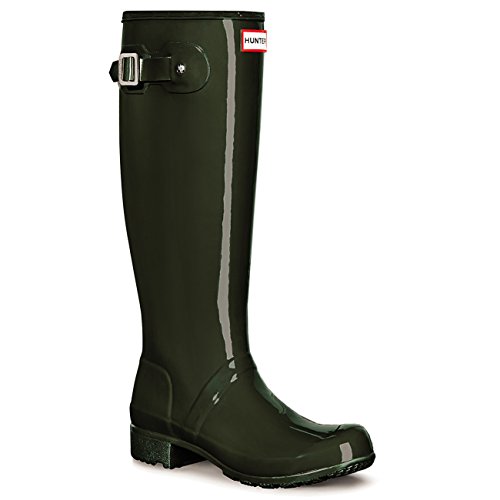 HUNTER Womens Original Tour Gloss Galoshes Snow Wellingtons Rain Boots - Dark Olive