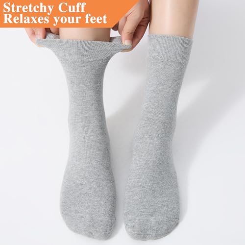 Image of ATBITER Women's Thin Cotton Crew Socks - Soft Above Ankle Bootie Casual Dress Socks 6-Pairs