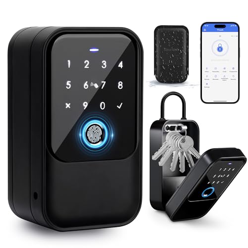 Gaurqiah Smart Key Lock Box – Wall Mounted or Shackle Design, Fingerprint, Passcode, Bluetooth & App Access, IP65 Waterproof Key Safe for Airbnb, Home, Realtor
