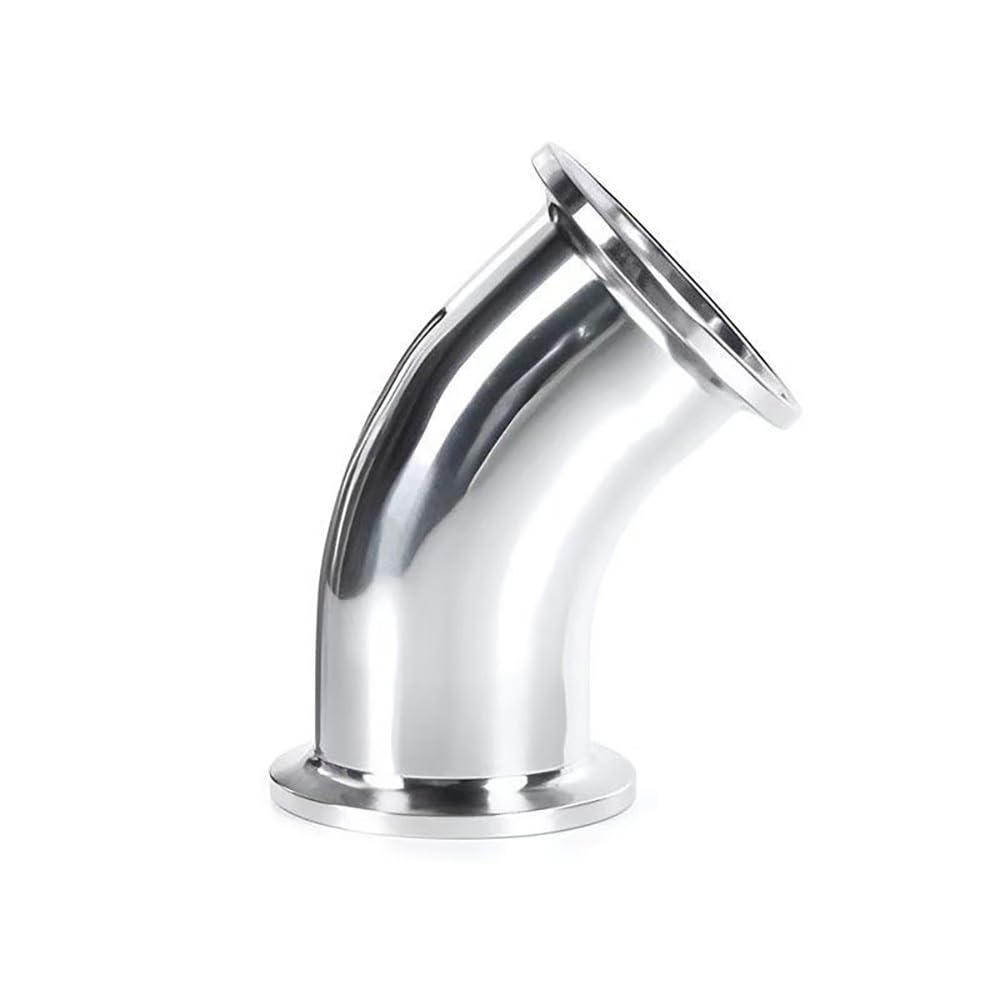 Codo 45° Tri Clamp SUS304 Acero Inoxidable Cervecería 1 Pieza | Superficie Pulida Lisa, Material Sanitario, Varios Diámetros, Conexión Hermética Sin Fugas(45mm x ferrule 64)