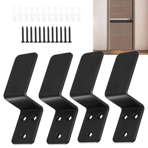 Lot de 4 supports de barricade en métal pour serrure de porte en Z pour maison, grange, abri de jardin, garage, portail