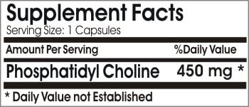 Phosphatidylcholine Phosphatidyl Choline 450mg // 200 Capsules // Pure // by PureControl Supplements
