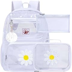 White Flowers Clear Backpack Set