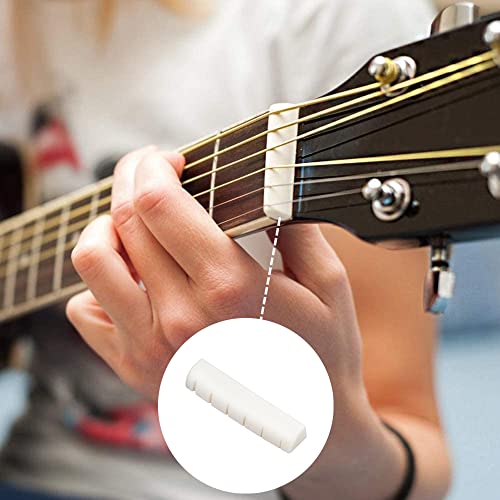 Miwayer 6 String Acoustic Guitar Bone Nut, Guitar Bridge Nuts, Cut From Whole Bones, 43X6X9Mm (6 String 43Mm Acoustic Nut 4 Pack) #TOP4