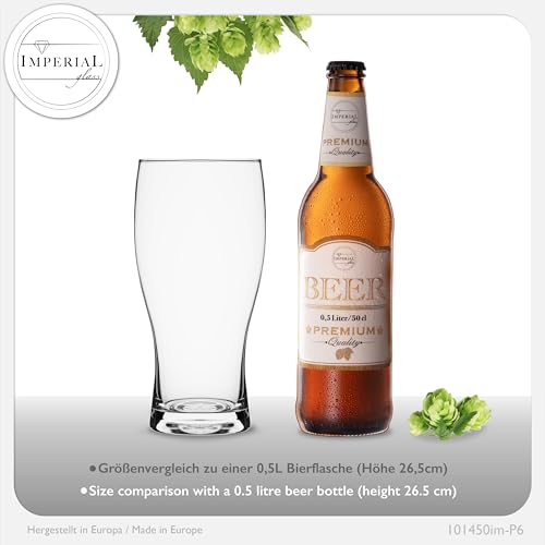 Miniatura 4 de Platinux Vasos De Cerveza De 500 Ml Máx. 640 Ml De Cristal, Juego De 6 Piezas, Vaso De Cerveza Alto 0,5 L