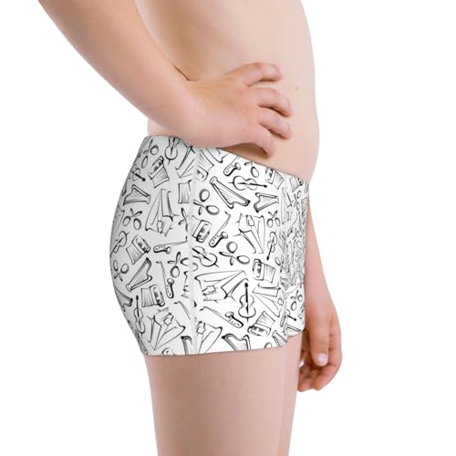Boys' Cotton Boxer Brief Soft Underwear-Black White Music2