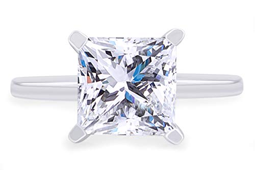 Princess Cut Sparkling White Cubic Zirconia Solitaire Engagement Ring In 14k Gold Plated 925 Sterling Silver Jewelry Gift For Women Wedding2